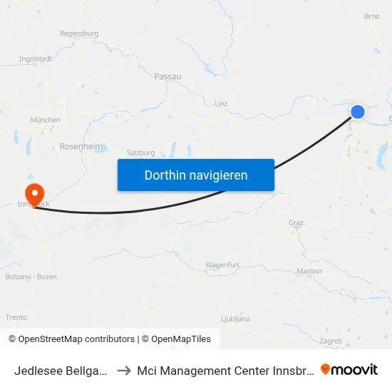 Jedlesee Bellgasse to Mci Management Center Innsbruck map