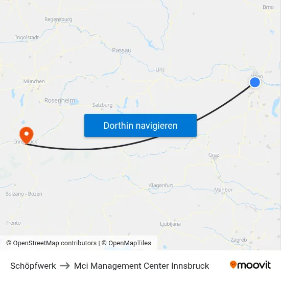 Schöpfwerk to Mci Management Center Innsbruck map