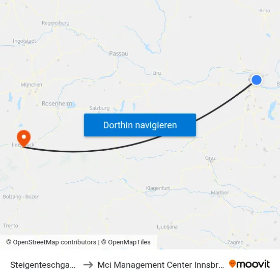 Steigenteschgasse to Mci Management Center Innsbruck map