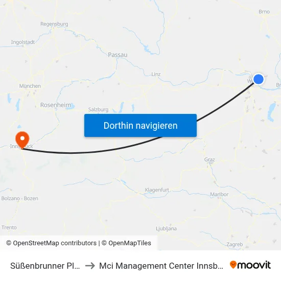 Süßenbrunner Platz to Mci Management Center Innsbruck map