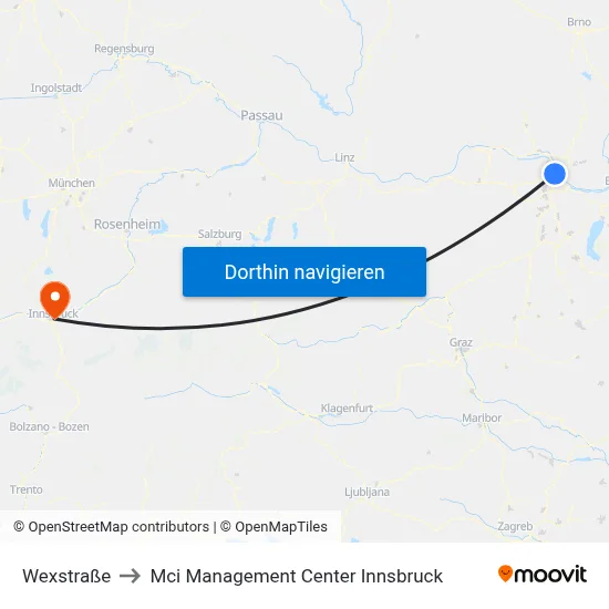 Wexstraße to Mci Management Center Innsbruck map