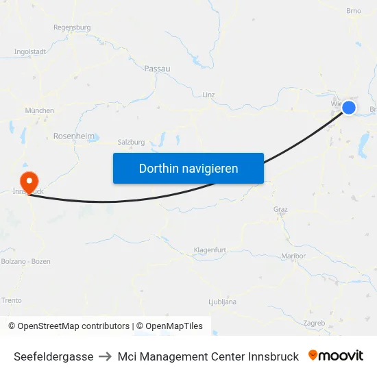 Seefeldergasse to Mci Management Center Innsbruck map