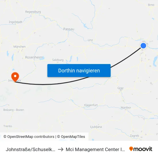 Johnstraße/Schuselkagasse to Mci Management Center Innsbruck map