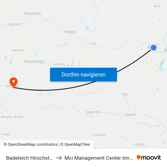 Badeteich Hirschstetten to Mci Management Center Innsbruck map