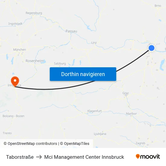 Taborstraße to Mci Management Center Innsbruck map