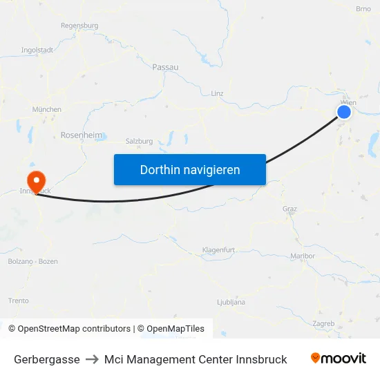 Gerbergasse to Mci Management Center Innsbruck map