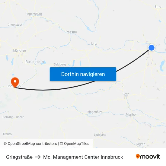 Griegstraße to Mci Management Center Innsbruck map
