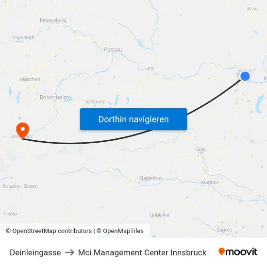 Deinleingasse to Mci Management Center Innsbruck map