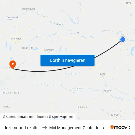 Inzersdorf Lokalbahn to Mci Management Center Innsbruck map