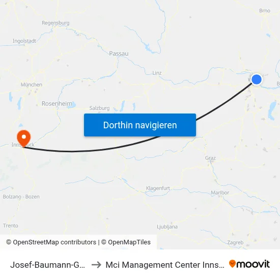 Josef-Baumann-Gasse to Mci Management Center Innsbruck map