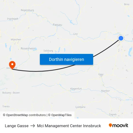 Lange Gasse to Mci Management Center Innsbruck map