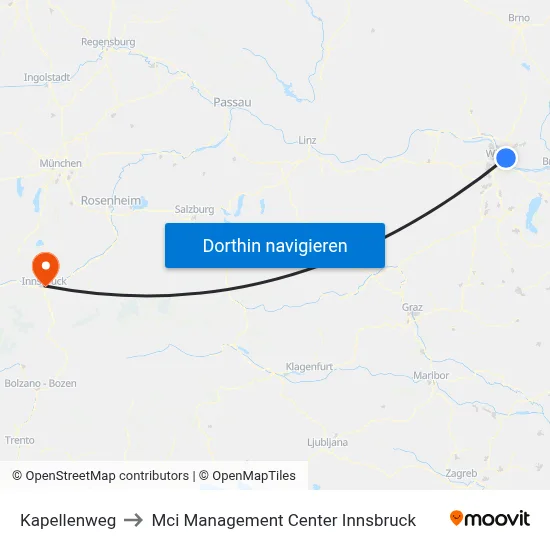Kapellenweg to Mci Management Center Innsbruck map
