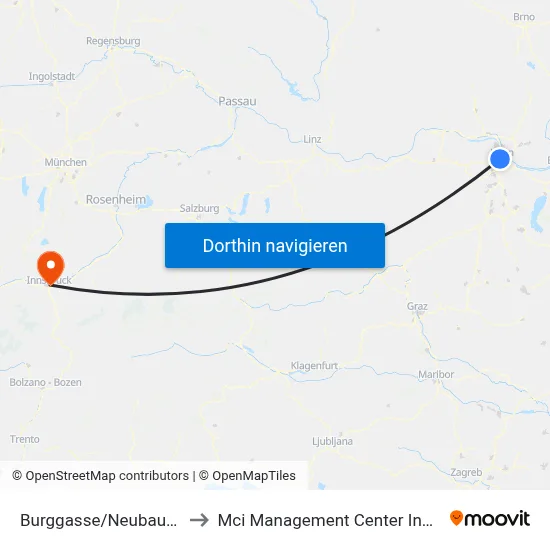 Burggasse/Neubaugasse to Mci Management Center Innsbruck map
