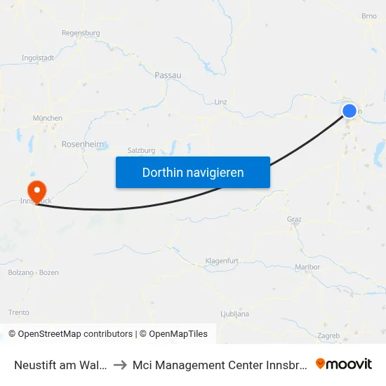 Neustift am Walde to Mci Management Center Innsbruck map
