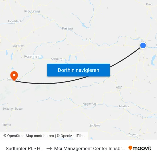 Südtiroler Pl. - Hbf. to Mci Management Center Innsbruck map