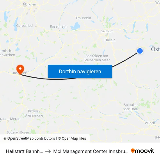 Hallstatt Bahnhst to Mci Management Center Innsbruck map