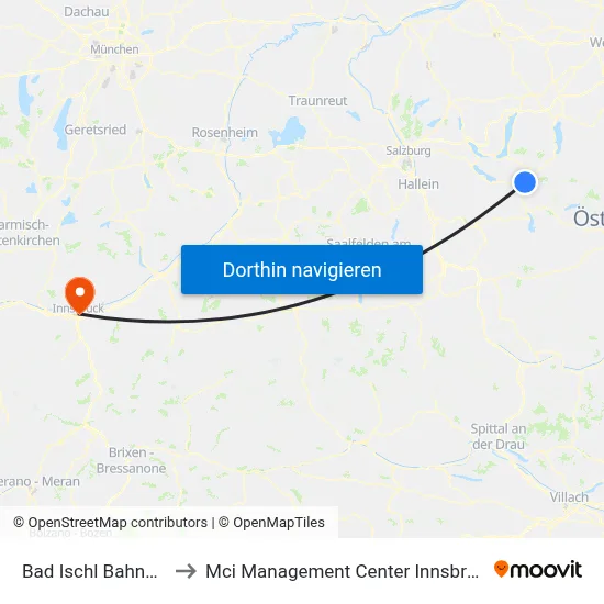 Bad Ischl Bahnhof to Mci Management Center Innsbruck map
