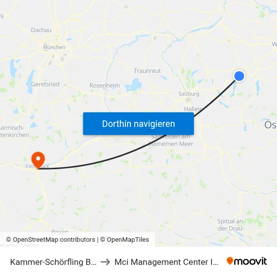 Kammer-Schörfling Bahnhst to Mci Management Center Innsbruck map