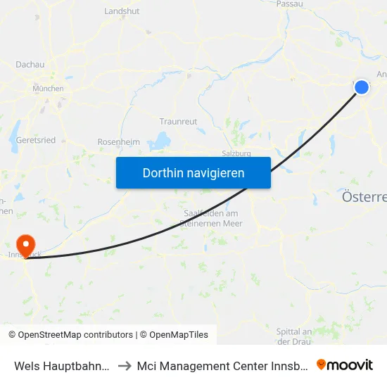 Wels Hauptbahnhof to Mci Management Center Innsbruck map