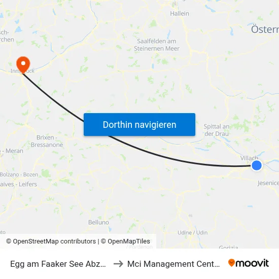 Egg am Faaker See Abzw Bogenfeld to Mci Management Center Innsbruck map