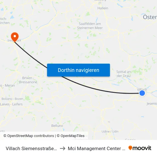 Villach Siemensstraße/Infineon to Mci Management Center Innsbruck map