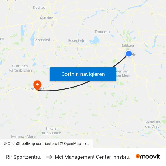 Rif Sportzentrum to Mci Management Center Innsbruck map
