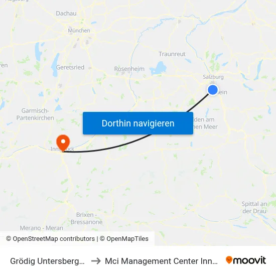 Grödig Untersbergbahn to Mci Management Center Innsbruck map