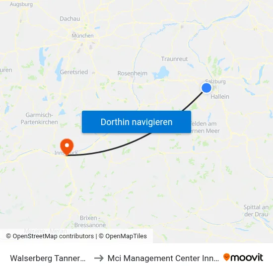 Walserberg Tannerberger to Mci Management Center Innsbruck map