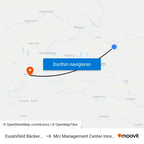 Euratsfeld Bäckerberg to Mci Management Center Innsbruck map