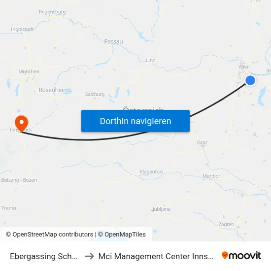 Ebergassing Schulen to Mci Management Center Innsbruck map