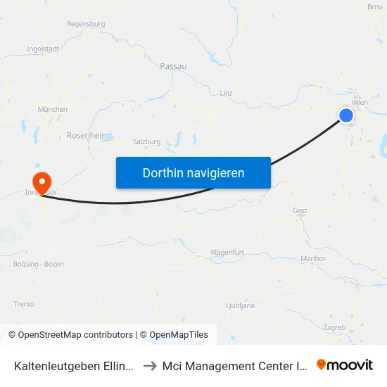 Kaltenleutgeben Ellinggraben to Mci Management Center Innsbruck map