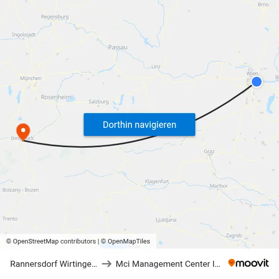 Rannersdorf Wirtingerstraße to Mci Management Center Innsbruck map