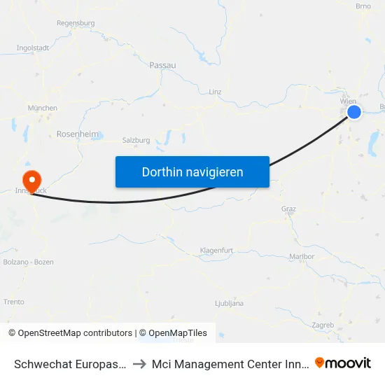 Schwechat Europaschule to Mci Management Center Innsbruck map