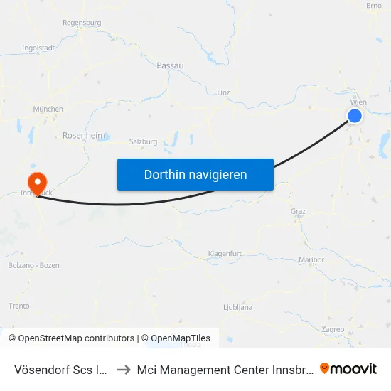 Vösendorf Scs Ikea to Mci Management Center Innsbruck map