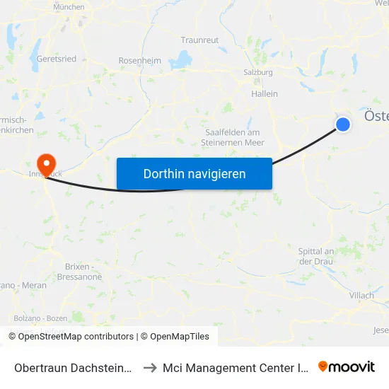 Obertraun Dachsteinseilbahn to Mci Management Center Innsbruck map