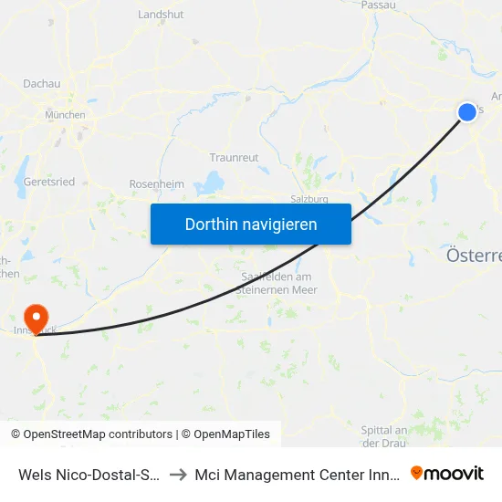 Wels Nico-Dostal-Straße to Mci Management Center Innsbruck map