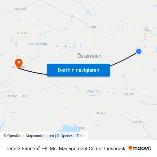 Ternitz Bahnhof to Mci Management Center Innsbruck map