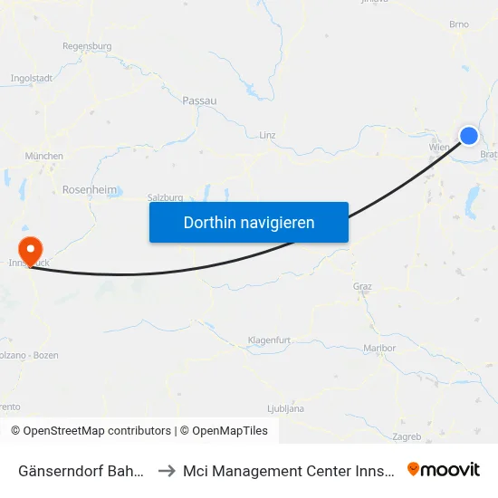 Gänserndorf Bahnhof to Mci Management Center Innsbruck map