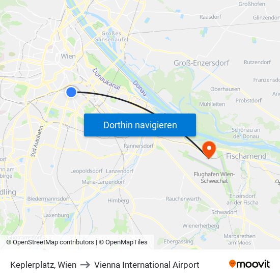 Keplerplatz, Wien to Vienna International Airport map