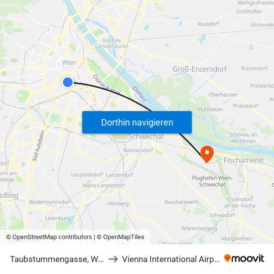 Taubstummengasse, Wien to Vienna International Airport map