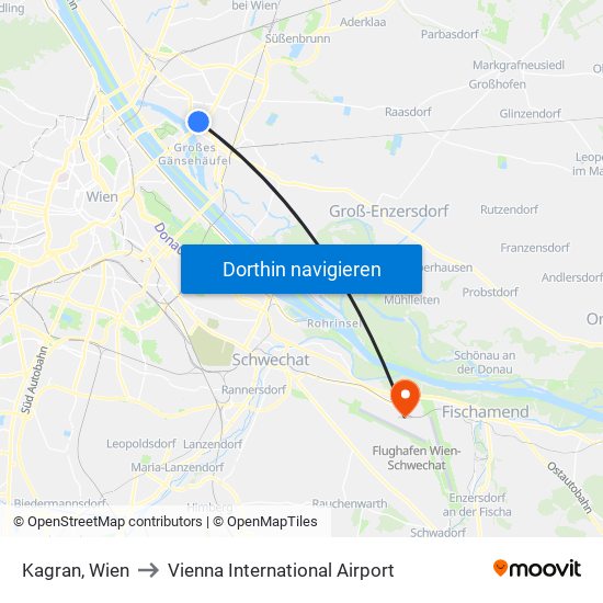 Kagran, Wien to Vienna International Airport map