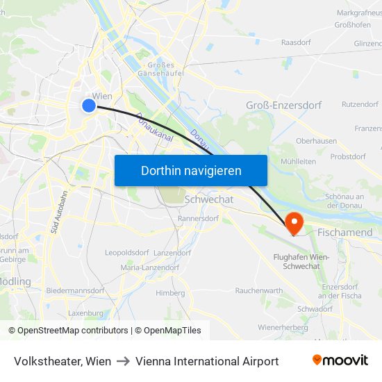 Volkstheater, Wien to Vienna International Airport map