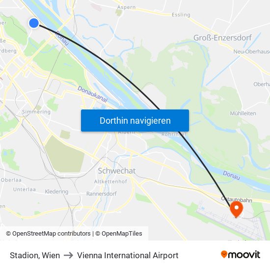 Stadion, Wien to Vienna International Airport map