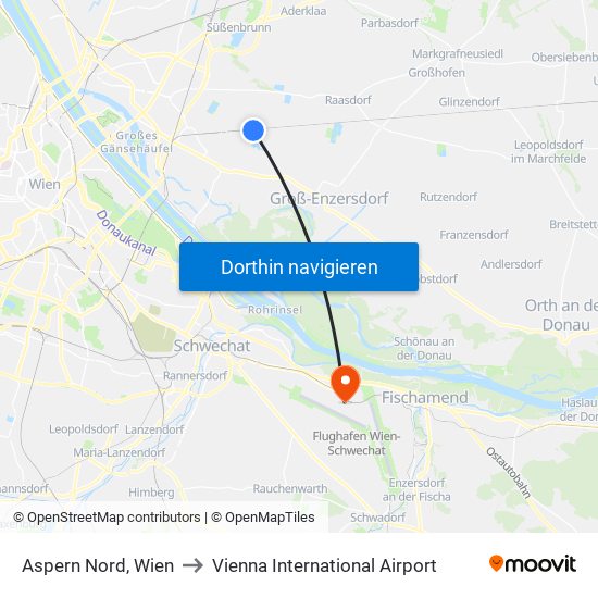 Aspern Nord, Wien to Vienna International Airport map