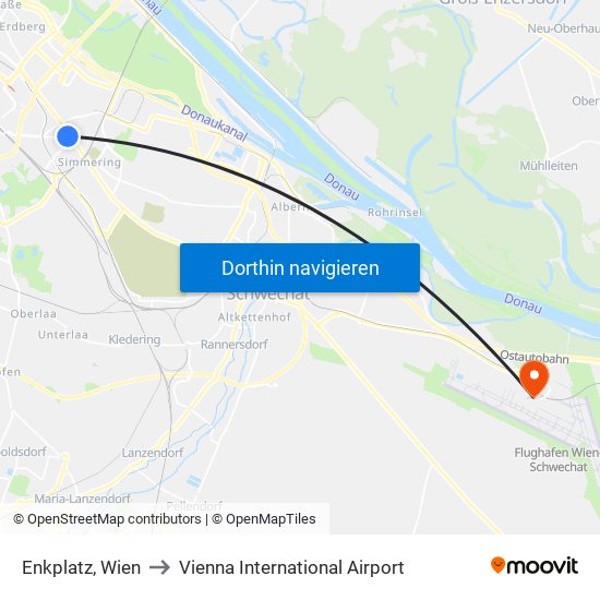 Enkplatz, Wien to Vienna International Airport map