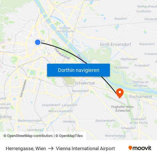 Herrengasse, Wien to Vienna International Airport map