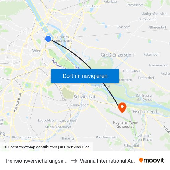 Pensionsversicherungsanstalt to Vienna International Airport map