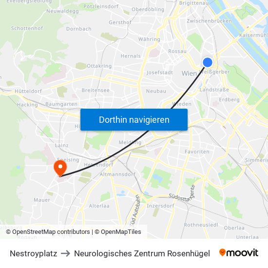 Nestroyplatz to Neurologisches Zentrum Rosenhügel map