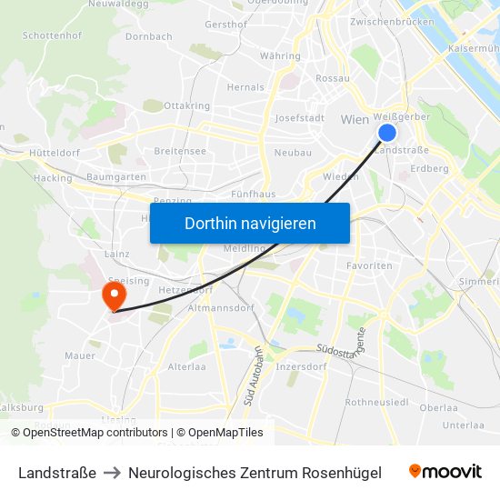 Landstraße to Neurologisches Zentrum Rosenhügel map