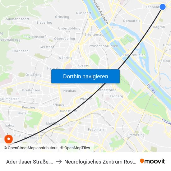 Aderklaaer Straße, Wien to Neurologisches Zentrum Rosenhügel map
